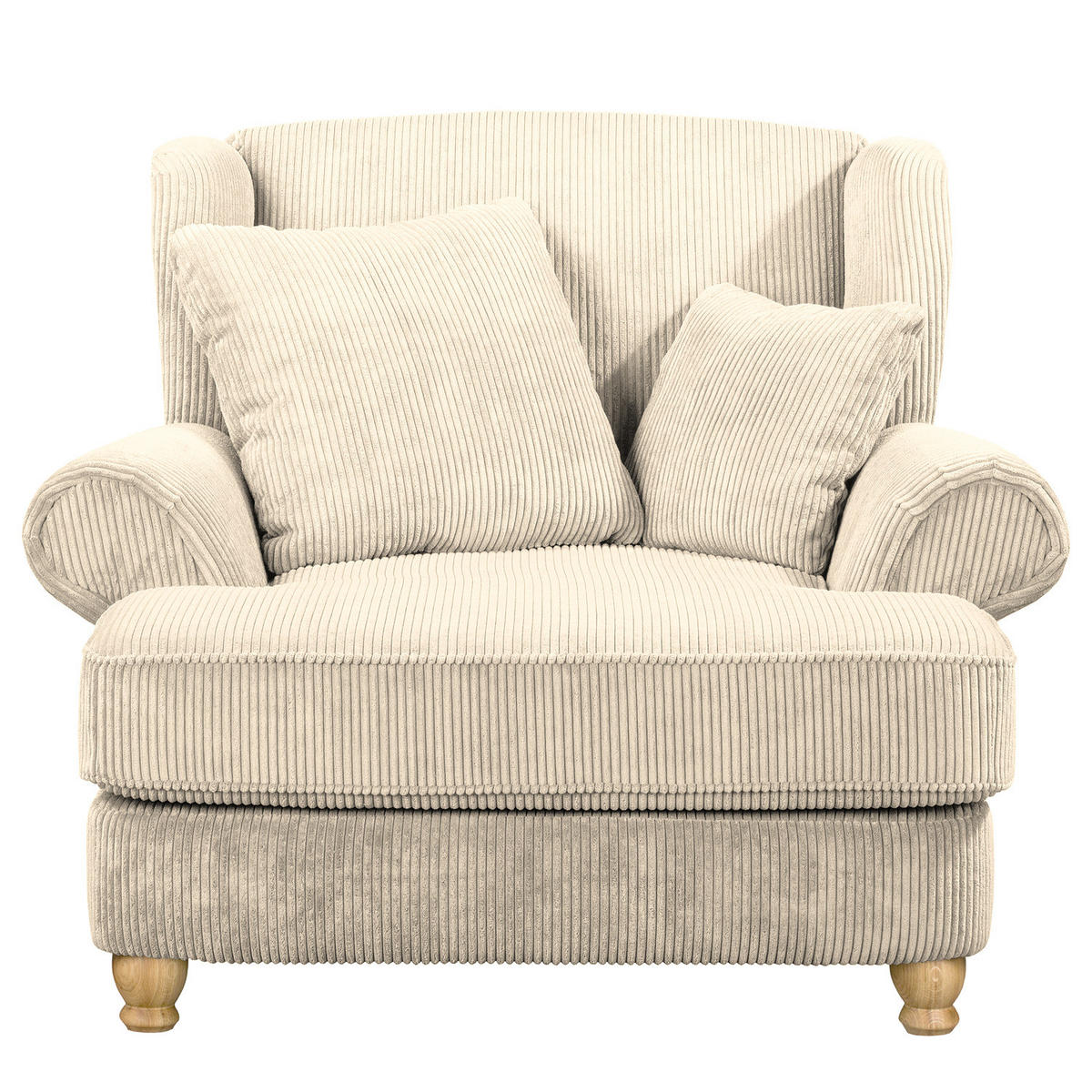XXL SESSEL - Cord - Creme, Holz/Textil (135/100/128cm) - home24