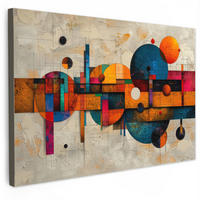 OBRAZ NA PLÁTNE Vintage - Moderné umenie - Oranžová - Geometrické tvary 120x80 cm - viacfarebná, textil (120/80cm) - MuchoWow
