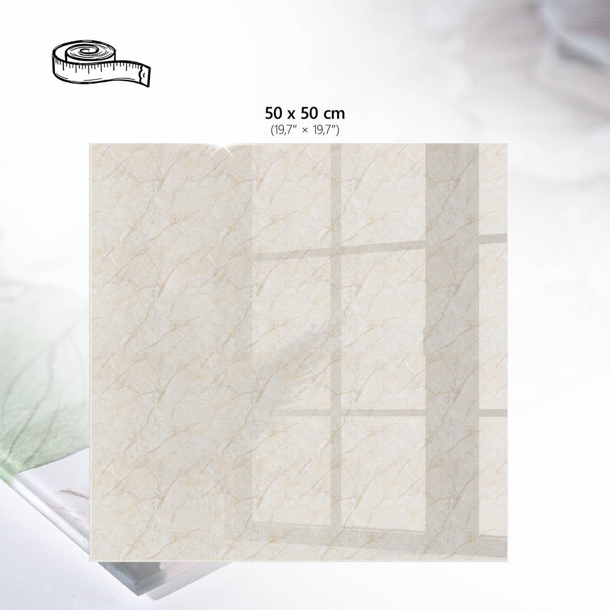 TISCHPLATTE 50x50 cm – Cremige Textur - Blau, Glas (50/50/0.4cm) - Wallfluent