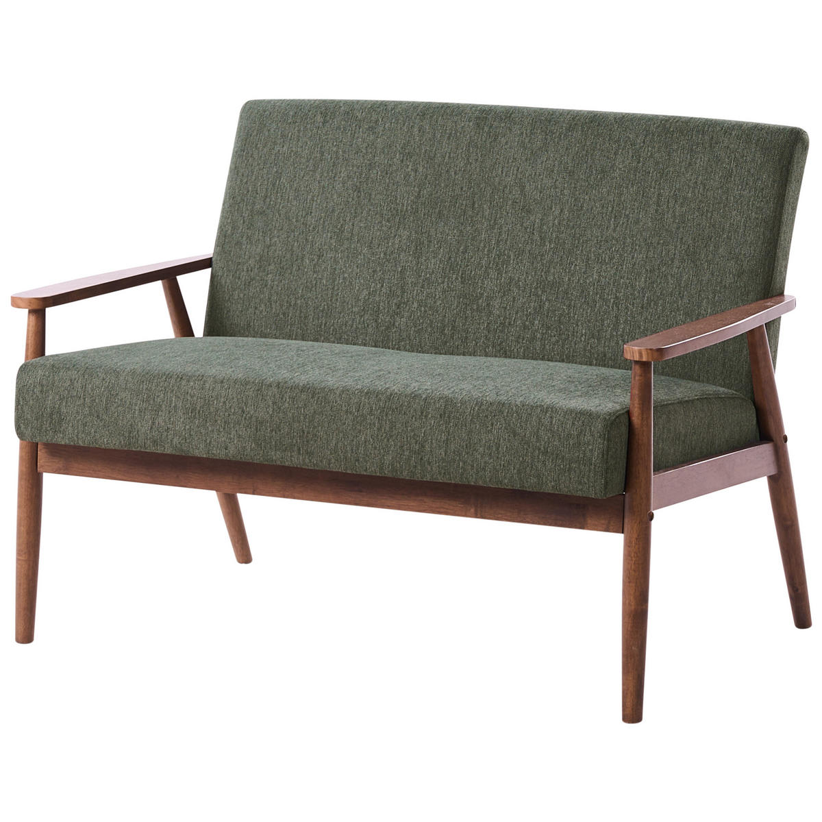 SOFA 2-Sitzer Dunkelbraun/Grün Esrum - Dunkelbraun/Grün, Holz/Textil (111/79/72cm) - Beliani