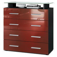KOMMODE Pavos Bordeaux Hochglanz - Bordeaux, Holzwerkstoff (76/81/35cm) - Vladon
