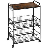 KÜCHENWAGEN, 3-stöckiger Wagen 60 x 38 x 85,5 cm, Rustikal Braun - Multicolor, Metall (60/85.5/38cm) - FORIOUS