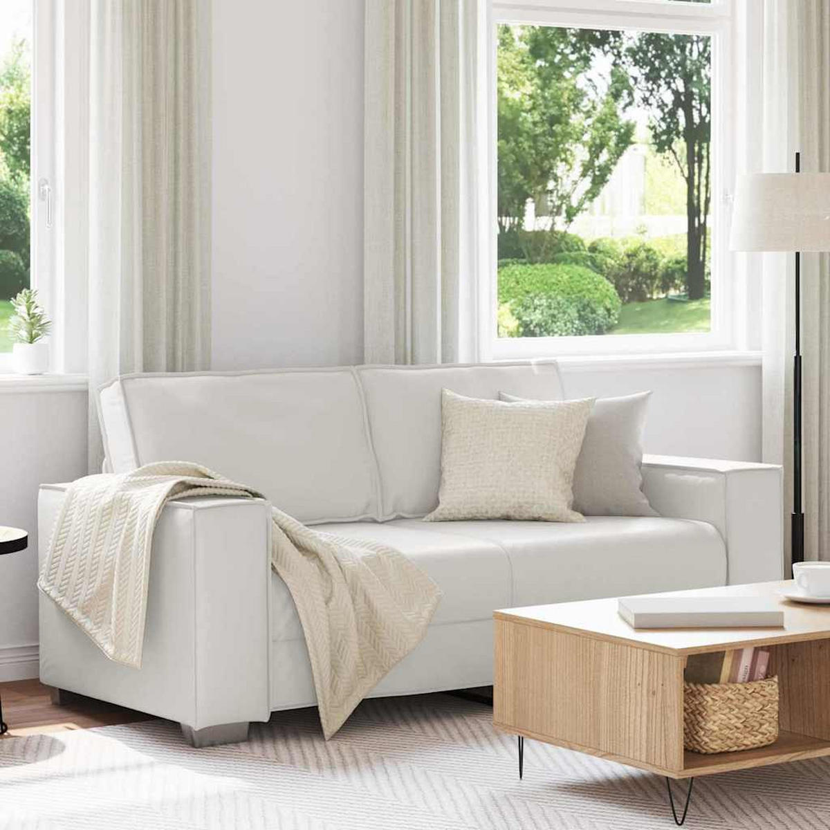 ZWEISITZER-SOFA Weiss 180 Cm Kunstleder - Weiß, Leder (78/84/180cm) - vidaXL