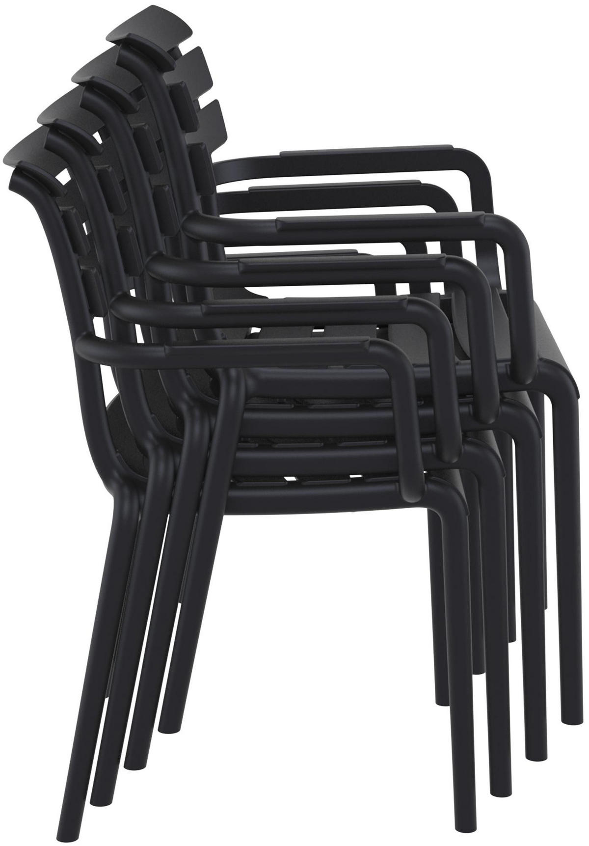 GARTENSTUHL Lars 6er Set 58x59x85cm Kunststoff Schwarz Stapelstuhl - Schwarz, Kunststoff (58/85/59cm) - DELUKE