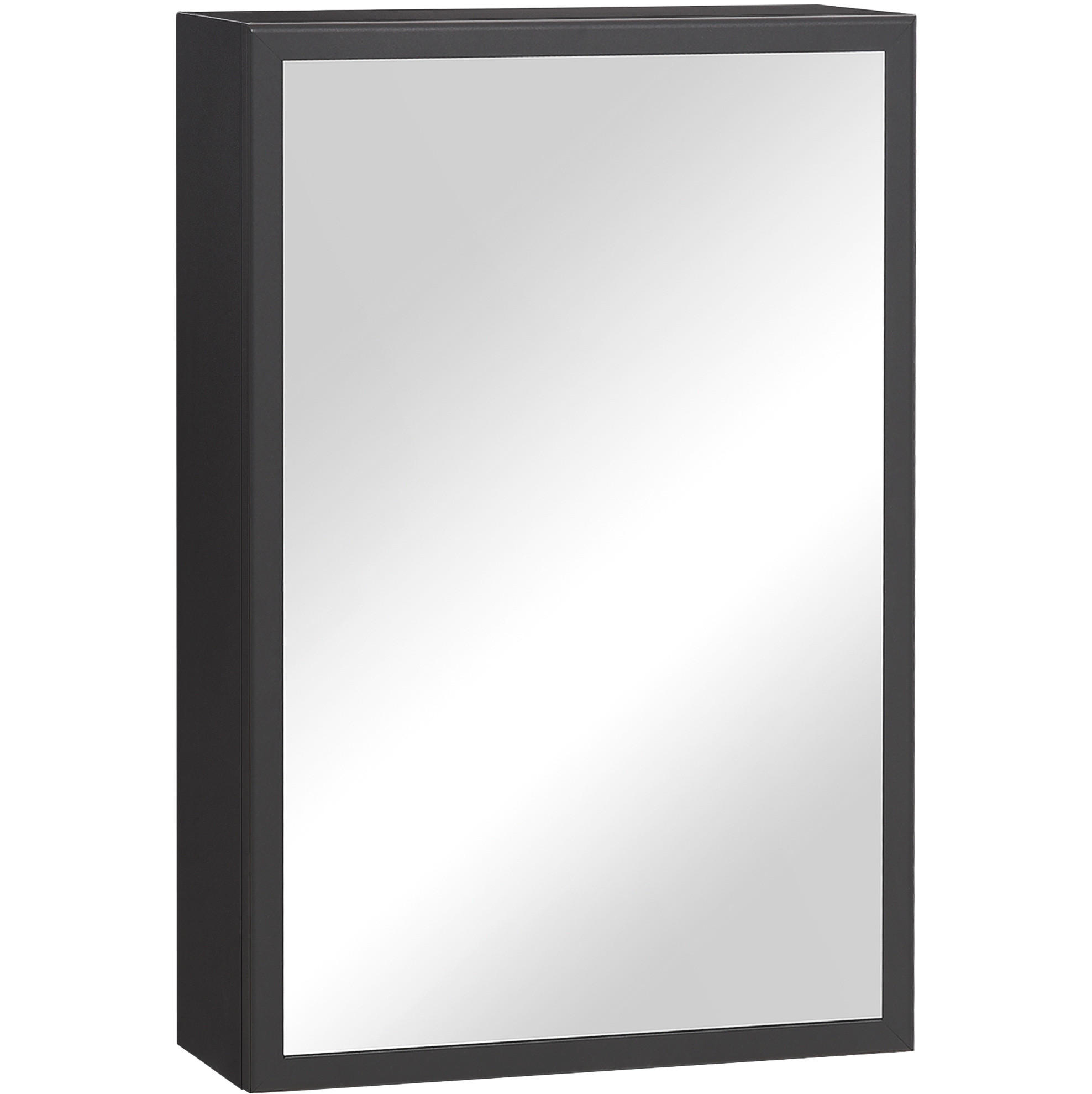 BADEZIMMERSPIEGELSCHRANK 40x15x60 cm Schwarz mit Spiegeln & weichen Scharnieren - Schwarz, Metall (40/60/15cm) - Modfu