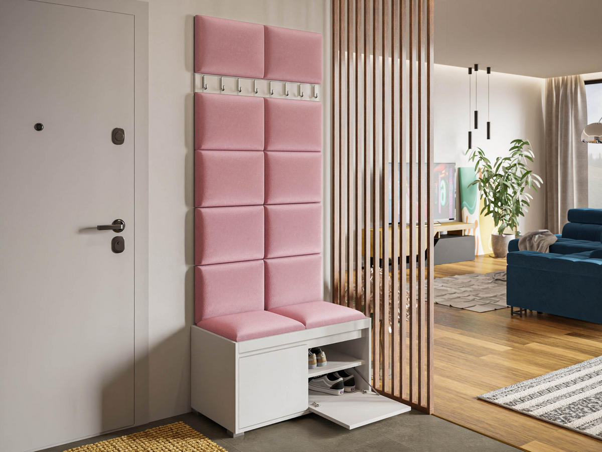 GARDEROBEN-SET Grawis 80 II - Silberfarben/Rosa, Holzwerkstoff/Kunststoff (84.5/45/34cm) - MIRJAN24