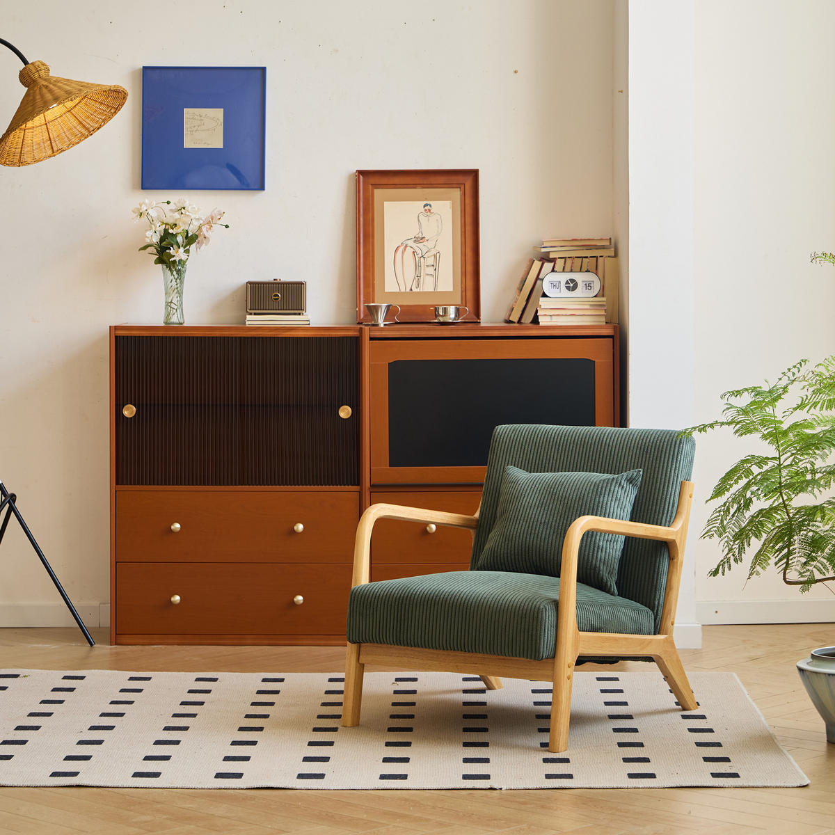 SESSEL Holz Grün - Grün, Holz (64/74/80cm) - Nordlys