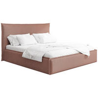 POLSTERBETT Pillow mit Bettkasten, Lattenrost & hohem Kopfteil in Terrakotta Chenille 120x200 cm - Birkefarben/Rot, Holz/Kunststoff (120/200cm) - WFL GROUP