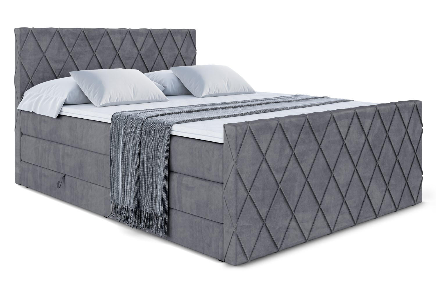 BOXSPRINGBETT LEPARO-Z KING - 160 x 200 - H3/H4 - Dunkelgrau - Dunkelgrau, Holzwerkstoff (160/200cm) - ALTDECOR