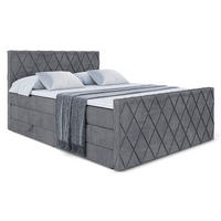 BOXSPRINGBETT LEPARO-Z KING - 160 x 200 - H3/H4 - Dunkelgrau - Dunkelgrau, Holzwerkstoff (160/200cm) - ALTDECOR