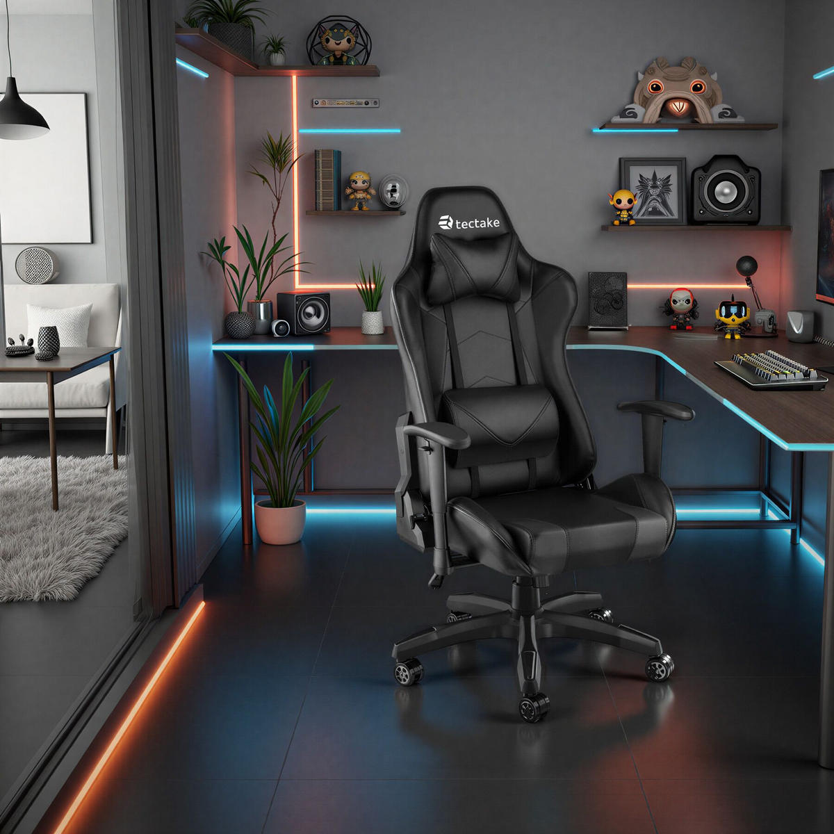 RACING-GAMINGSTUHL Twink,Belastbarkeit 120 kg,schwarz - Schwarz, Textil (68/125/69cm) - tectake