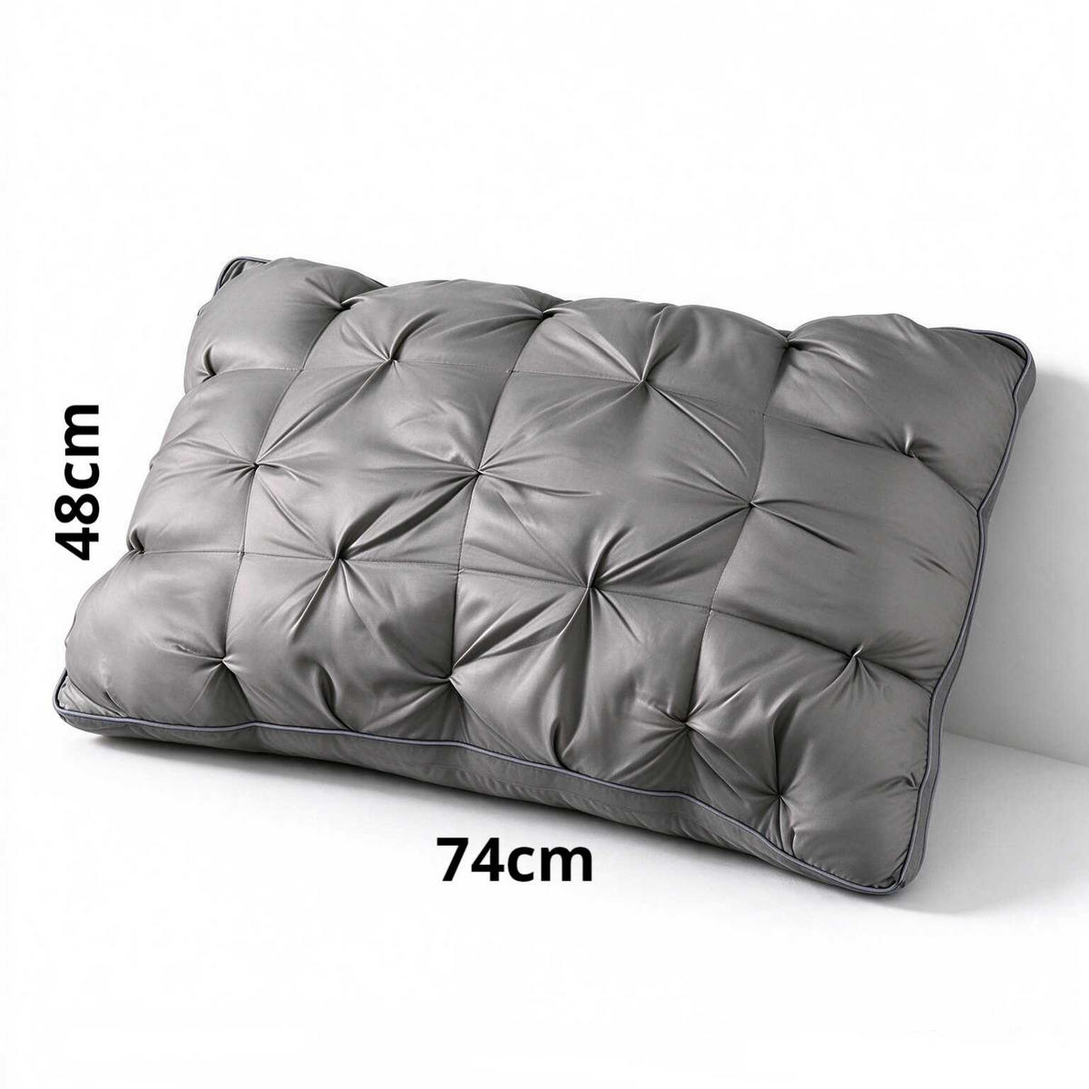 KISSEN – Hohes Kissen – 48 x 74 cm – Dunkelgrau - Dunkelgrau, Textil (74/48cm)