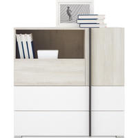 KOMMODE BERGAMO 90/90/40cm mit 3 Schubladen 1 Türen Eichefarben - Eichefarben, Holzwerkstoff (90/90/40cm) - MASSENO