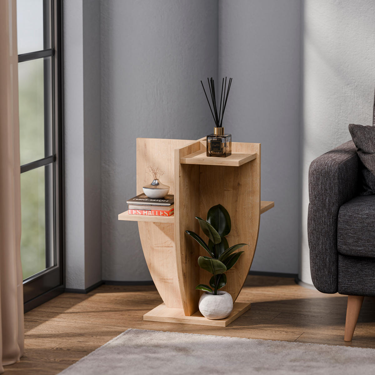 PFLANZENSTÄNDER Ceki Saphir-Eiche - Alteiche, Holzwerkstoff (29/29/62cm) - Decorotika