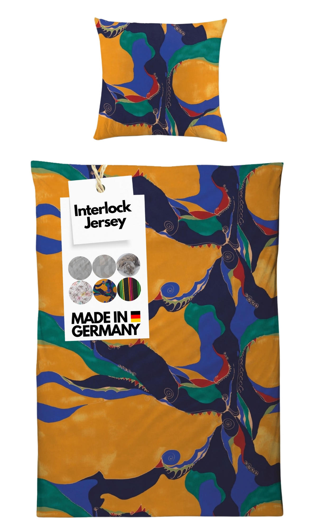 INTERLOCK-JERSEY-BETTWÄSCHE 135x200 Kunst Bettbezug Baumwolle - Made in Germany - Orange, Textil (135/200cm) - Carpe Sonno