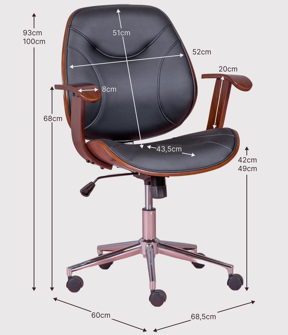 BÜROSTUHL Holz Schwarz - Schwarz, Holz (69/93/60cm) - Nest Dream