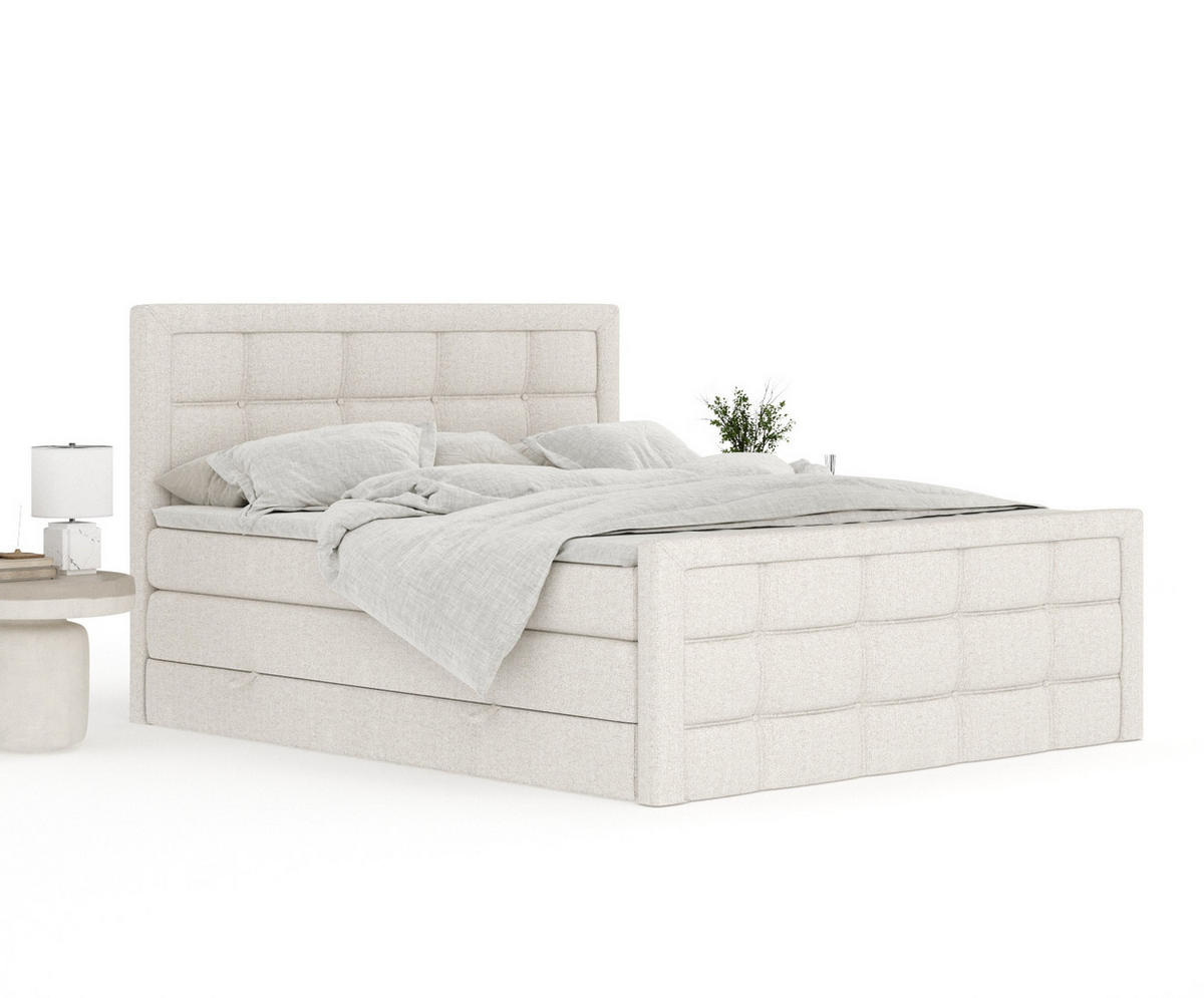 BOXSPRINGBETT Ambrosia Beige 180/200 cm - Beige/Schwarz, Holz/Holzwerkstoff (180/200cm) - Maison de Reve