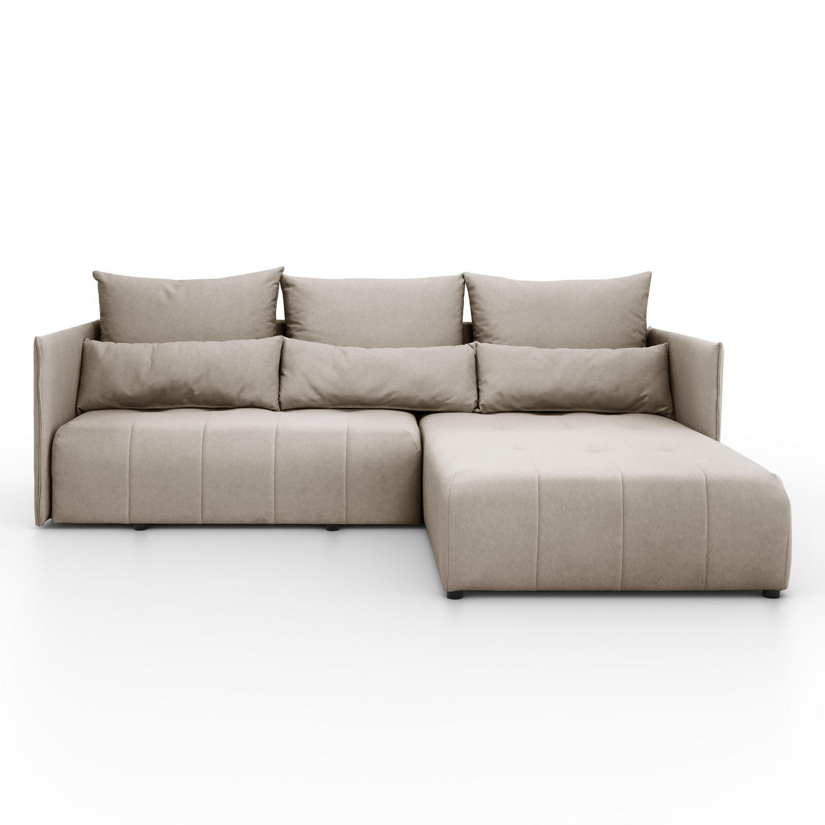 ECKSOFA L Form Hanna 246 x 188 cm mit Schlaffunktion und Bettkasten, 4 Sitzer, Bettzeugablage, Sofa, Eckcouch, cappuccino, rechts - Hellbraun, Kunststoff (188/246cm) - Margaret Hadas24