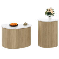 COUCHTISCH 2er-Set geschwungen MDF Natur/Weiß - Weiß, Holz (60/60/38cm) - Meubliv