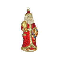 CHRISTBAUMSCHMUCK Weihnachtsmann mit Glocke und Mantel rot 16 cm - Multicolor, Metall (0.1/16/0.1cm)