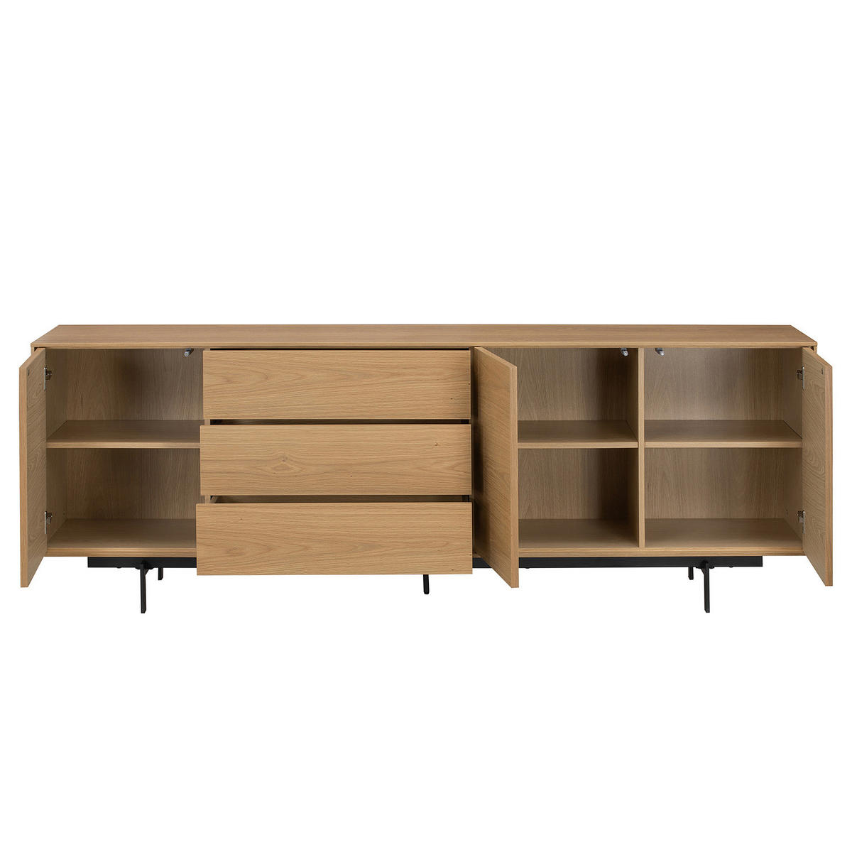 FURNIERTES SIDEBOARD - Eichefarben, Holzwerkstoff/Metall (209/72/45cm) - home24