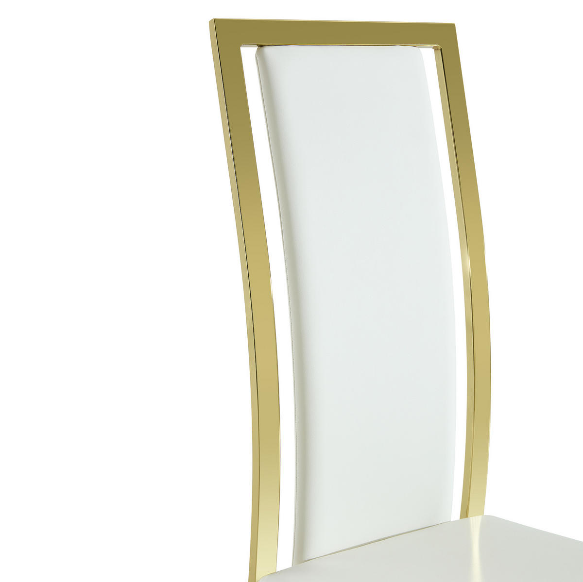 ESSZIMMERSTUHL 4er-Set mit hoher Rückenlehne 109 cm PU-Leder Weiß Gold - Weiß, Metall (42.7/109/44.1cm) - Meubliv