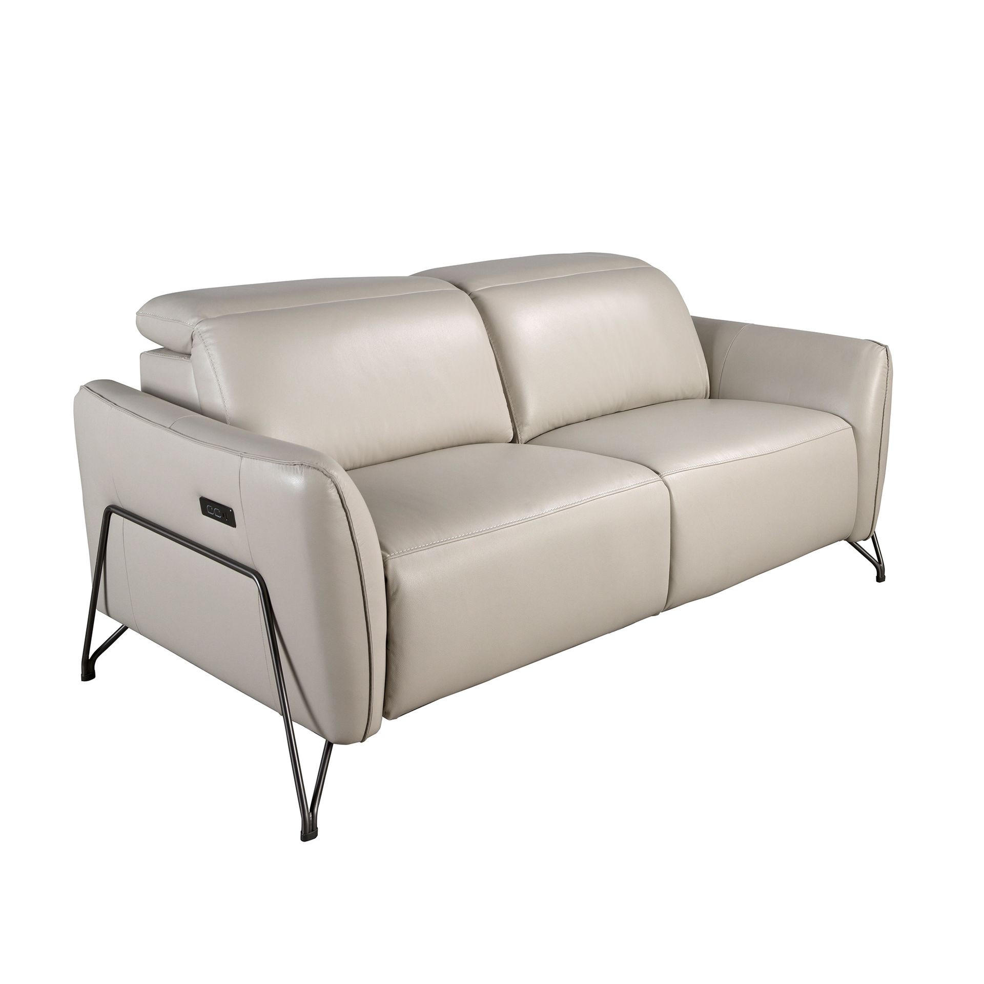 SOFA 2-sitziges relaxsofa in leder sand 164/111/104 cm - Beige, Leder/Metall (164/104/111cm) - ANGEL CERDA