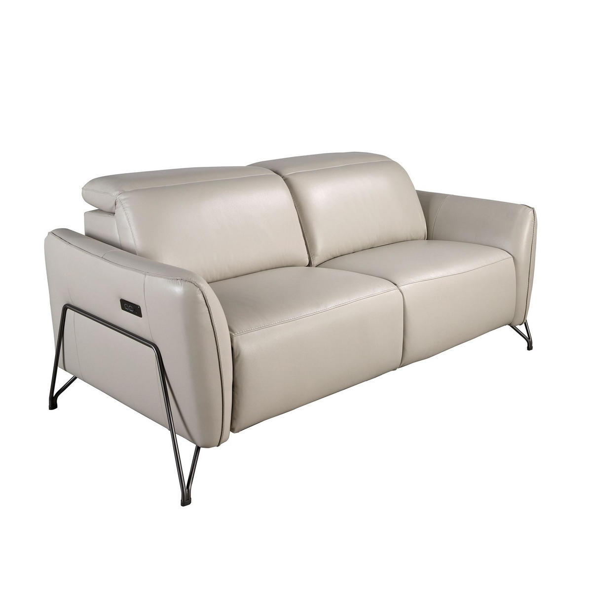 SOFA Klassisch Sandfarbe Geschwärzter Stahl 164/111/104 cm - Beige, Leder/Metall (164/104/111cm) - ANGEL CERDA