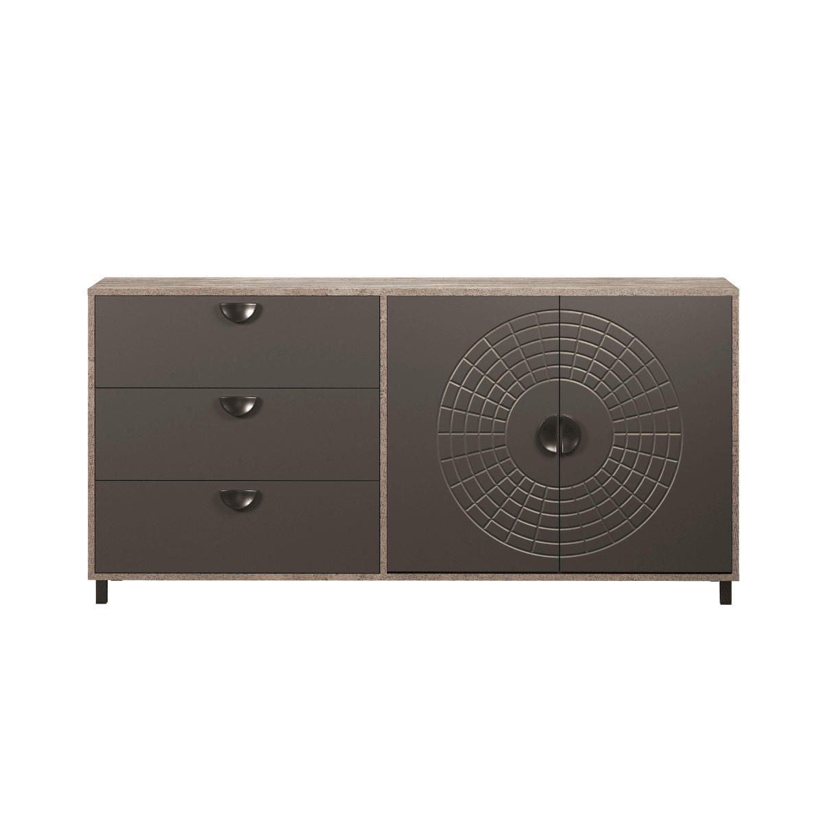 SIDEBOARD mit 2 türen und 3 schubladen - fusion 176/42/86 cm - Eschefarben, Holzwerkstoff (42/86/9cm) - Calicosy
