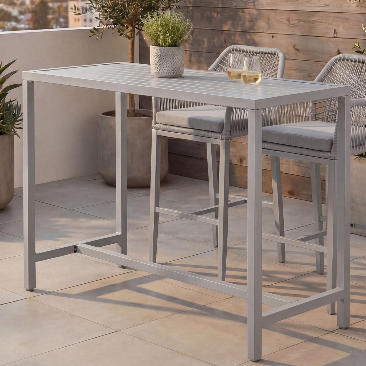 STEHTISCH hranatý - sivá, kov (65/130/105cm) - MCW