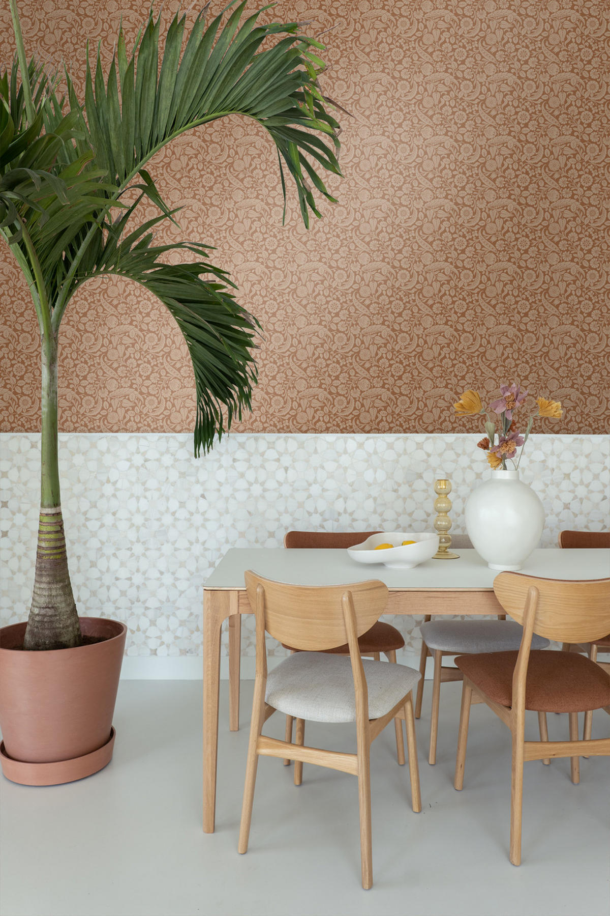 TAPETE Blumenmuster 50 x 900 cm - Terracotta, Papier (50/900cm) - ESTAhome