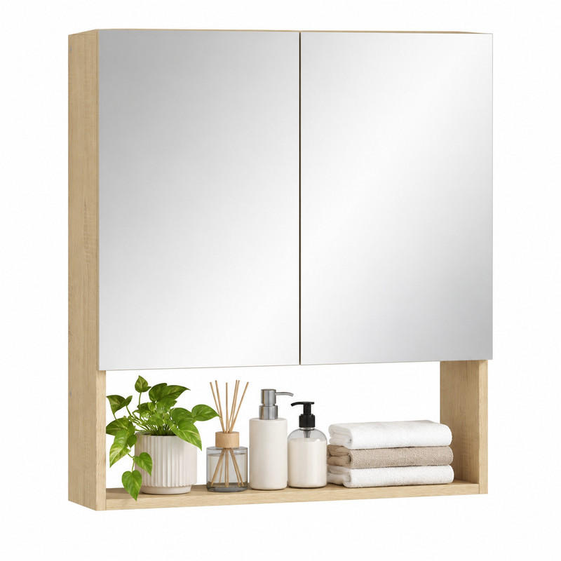 SPIEGELSCHRANK mit Spiegeltüren 60 cm Oak - Eichefarben, Holzwerkstoff (16.6/75/60cm) - Beauniv