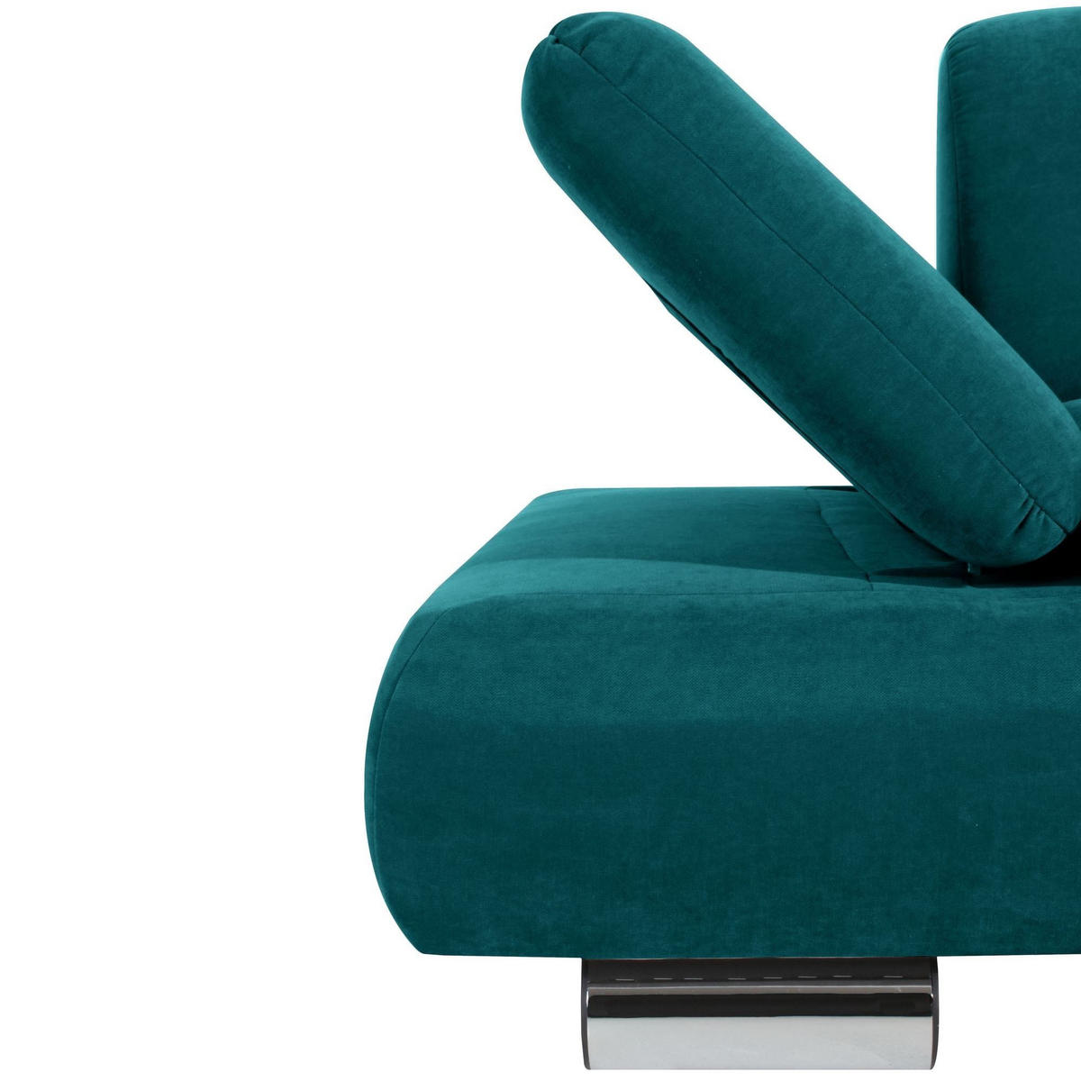 SOFA 2-Sitzer Kaye Bezug Veloursstoff Metallfuß verchromt / petrol - Blau, Kunststoff (190/76/90cm) - 58aufmkessel