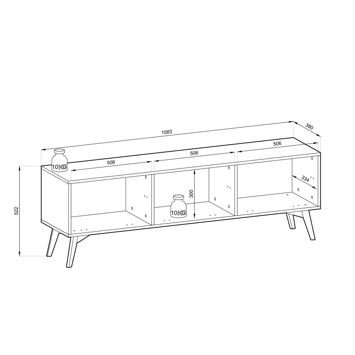 LOWBOARD Tofino RTV158 – Sandbeige, Skandinavische Fischgrät - Beige, Glas/Holzwerkstoff (158/52/38cm) - Komodee