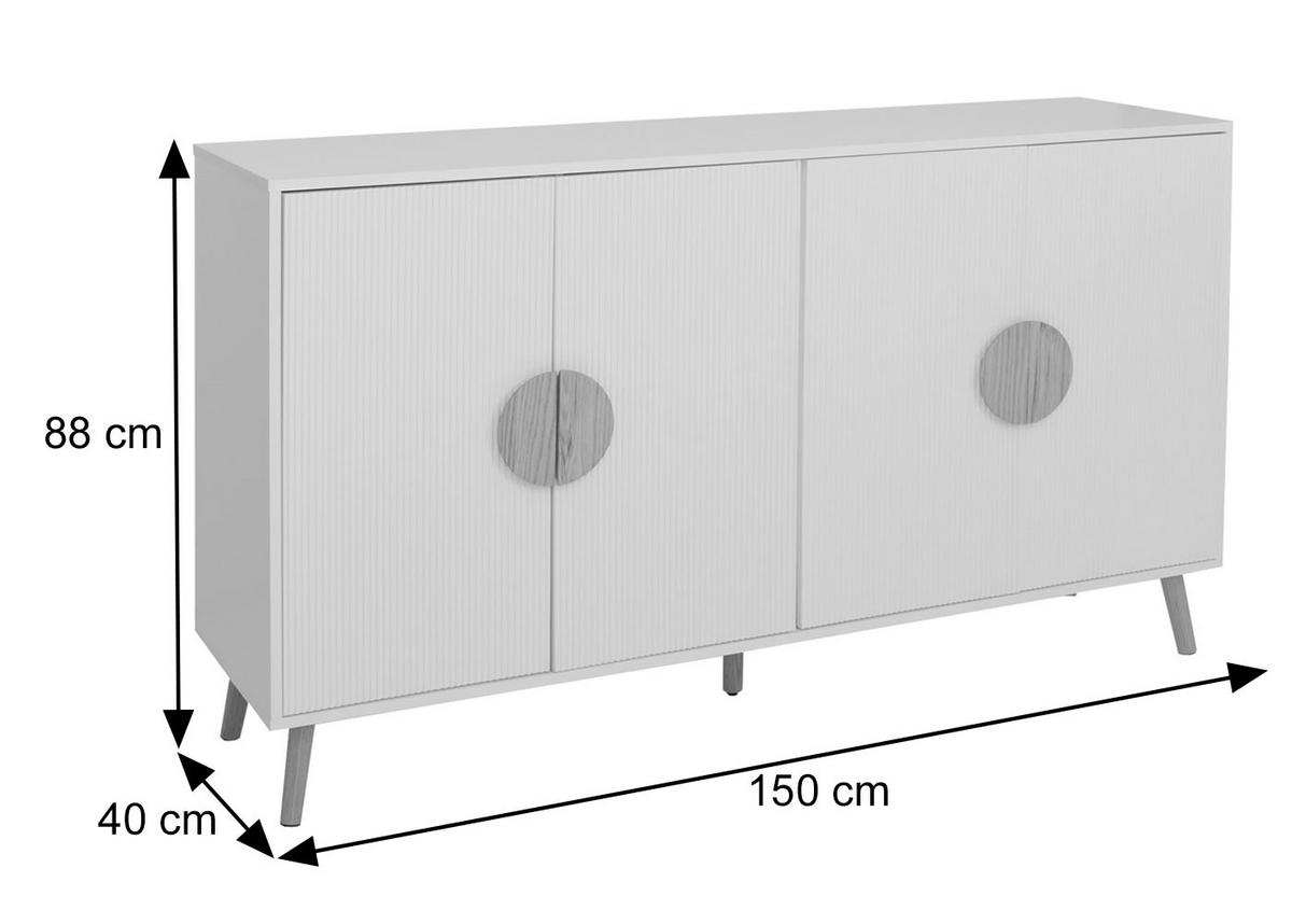 SIDEBOARD Weiß - Weiß, Holz (150/88/40cm) - Jamb