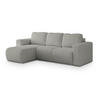 ECKSOFA RINOVA Hellgrau Boucle-Stoff mit Schlaffunktion - Hellgrau, Holz (250/143cm) - MASSENO