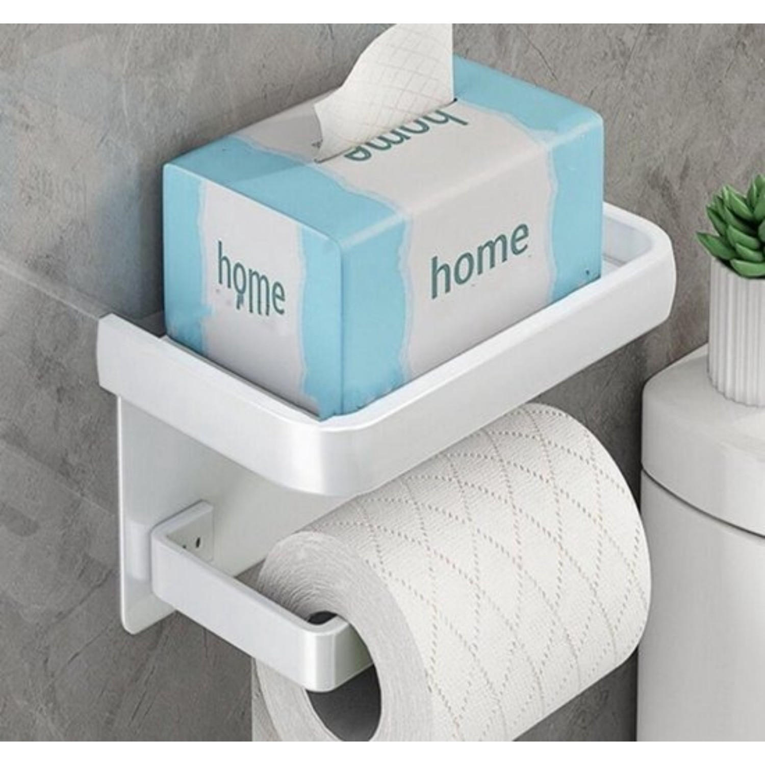 TOILETTENPAPIERHALTER Weiß 183 x 70 x 93 mm bohrfrei doppelte Verwendung Badezimmer - Weiß, Metall (7/9.3/18.3cm) - MCBOSON