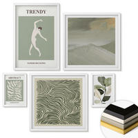 WANDBILDER 5er-Set - 50x50 cm & 20x30 cm & 40x60 cm Weißer Rahmen - Abstrakte Pflanzenmuster - Weiß, Kunststoff (40/60cm) - ArtPrintCave