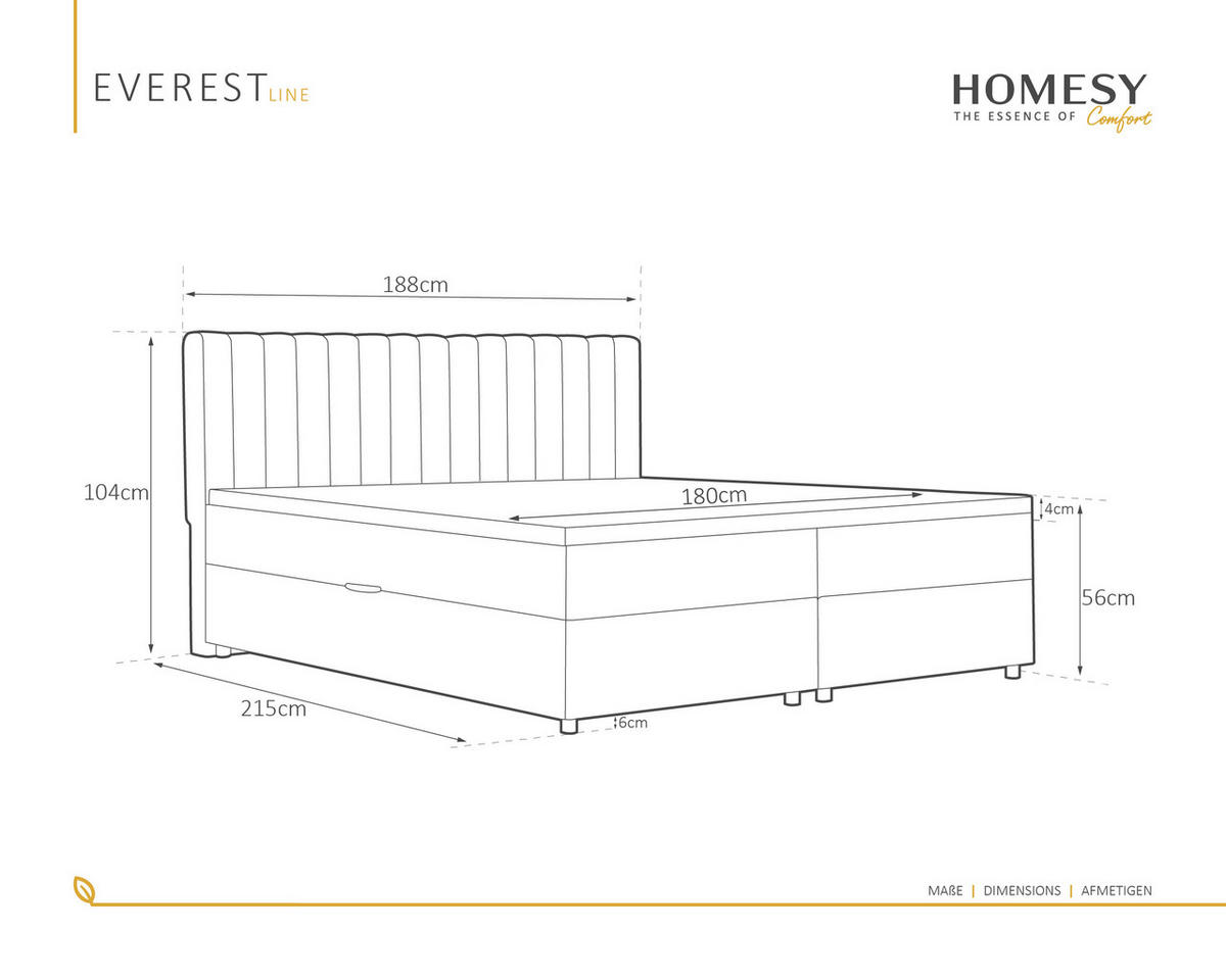 BOXBETT Everest rosa 180 x 200 cm Doppelbett mit hochwertiger Bonell-Matratze und Topper - Rosa, Holz (180/200cm) - Homesy