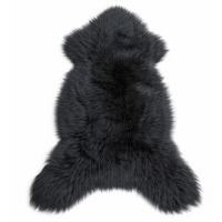 SCHAFFELL Natur Lammfell Weich Flauschig Wohnteppich, Schwarz, ca. 130 cm - Schwarz, Fell (70/130cm) - Provellus