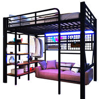 HOCHBETT 140/200 cm Schwarz mit LED-Lichtleiste und Ablagefach - Schwarz, Metall (140/200cm) - MIVRAY