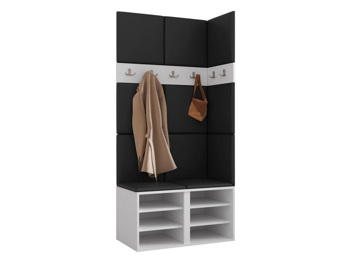 GARDEROBEN-SET Orion I - Nussbaumfarben/Schwarz, Holzwerkstoff/Kunststoff (84/186/46cm) - MIRJAN24