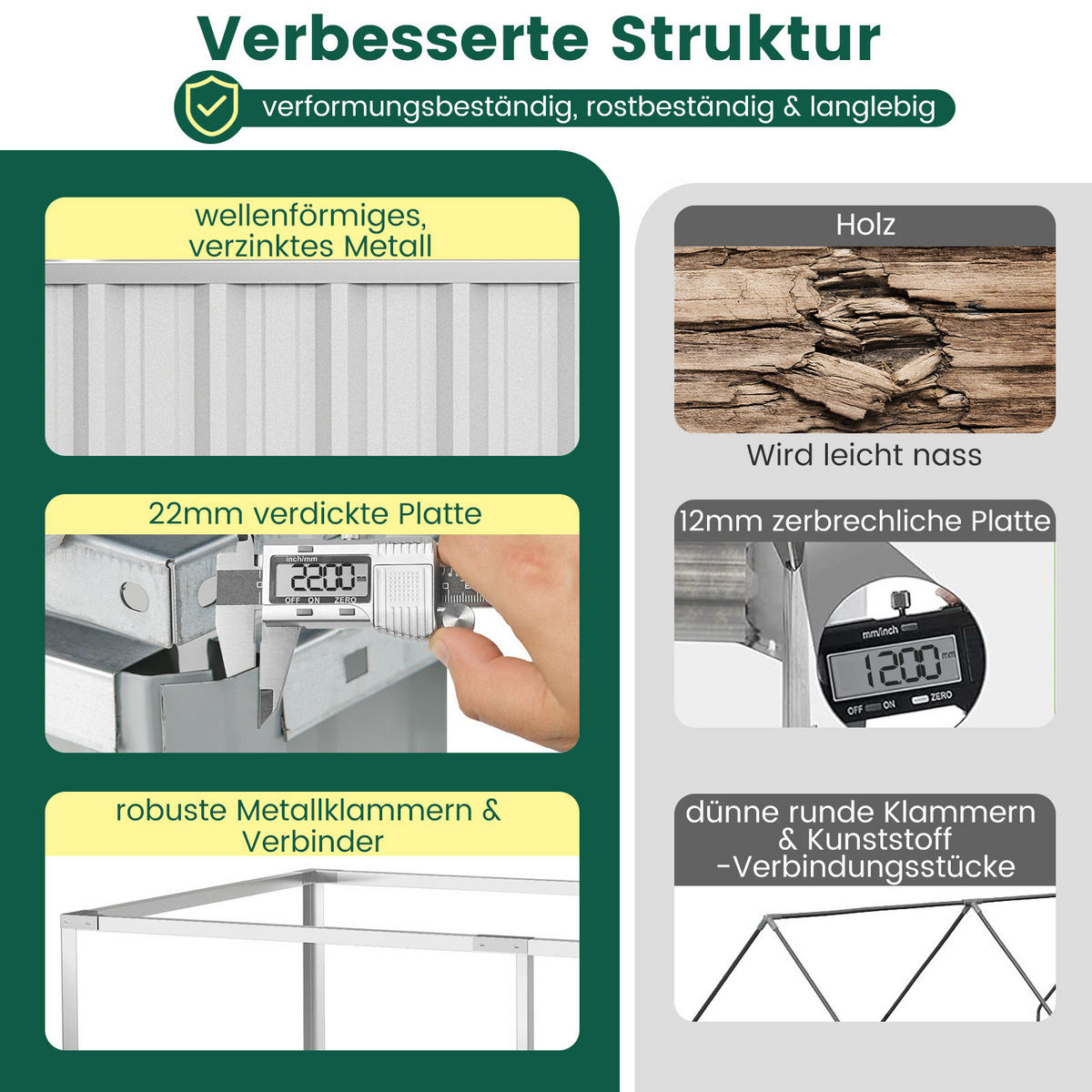 HOCHBEET Grün - Grün, Metall (90/71/174cm) - COSTWAY