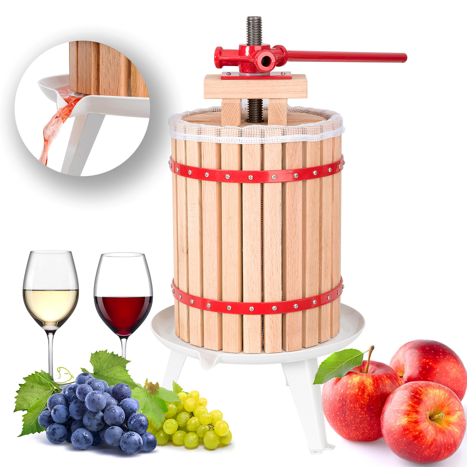 SAFTPRESSE 18 L ,71 x 60 x 38 cm,rot - Rot, Metall (60/38/71cm) - tectake
