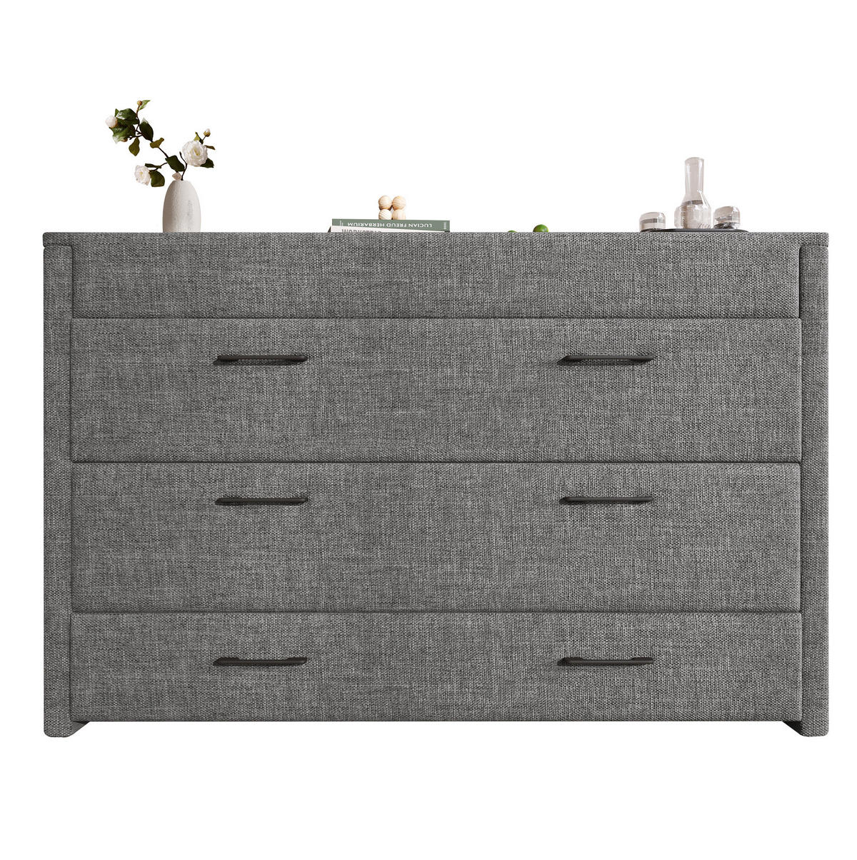BETT 140/200 cm in Grau – Schrankbett mit Schublade und USB/Typ-C - Grau, Textil (140/200cm) - BEAOK