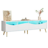 TV-SCHRANK mit LED 180 x 40 x 50 cm Weiß mit Glasfront - Weiß, Holzwerkstoff (40/50/180cm) - Beauniv