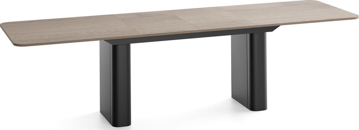 ESSTISCH Riven rechteckig ausziehbar verlängerbar mit Butterfly-Auszug, Eiche Braun 180-276/90/76 cm - Eichefarben/Schwarz, Holzwerkstoff/Metall (90/276/76cm) - WFL GROUP