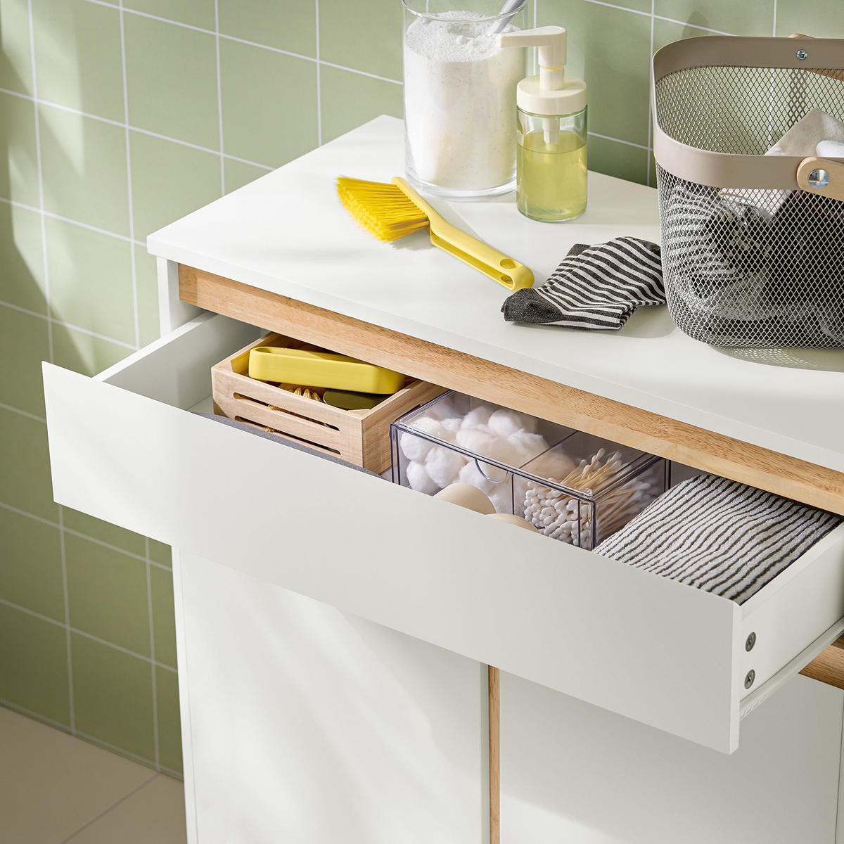 WÄSCHESCHRANK Weiß - Weiß, Holz/Holzwerkstoff (71/85/33cm) - SoBuy