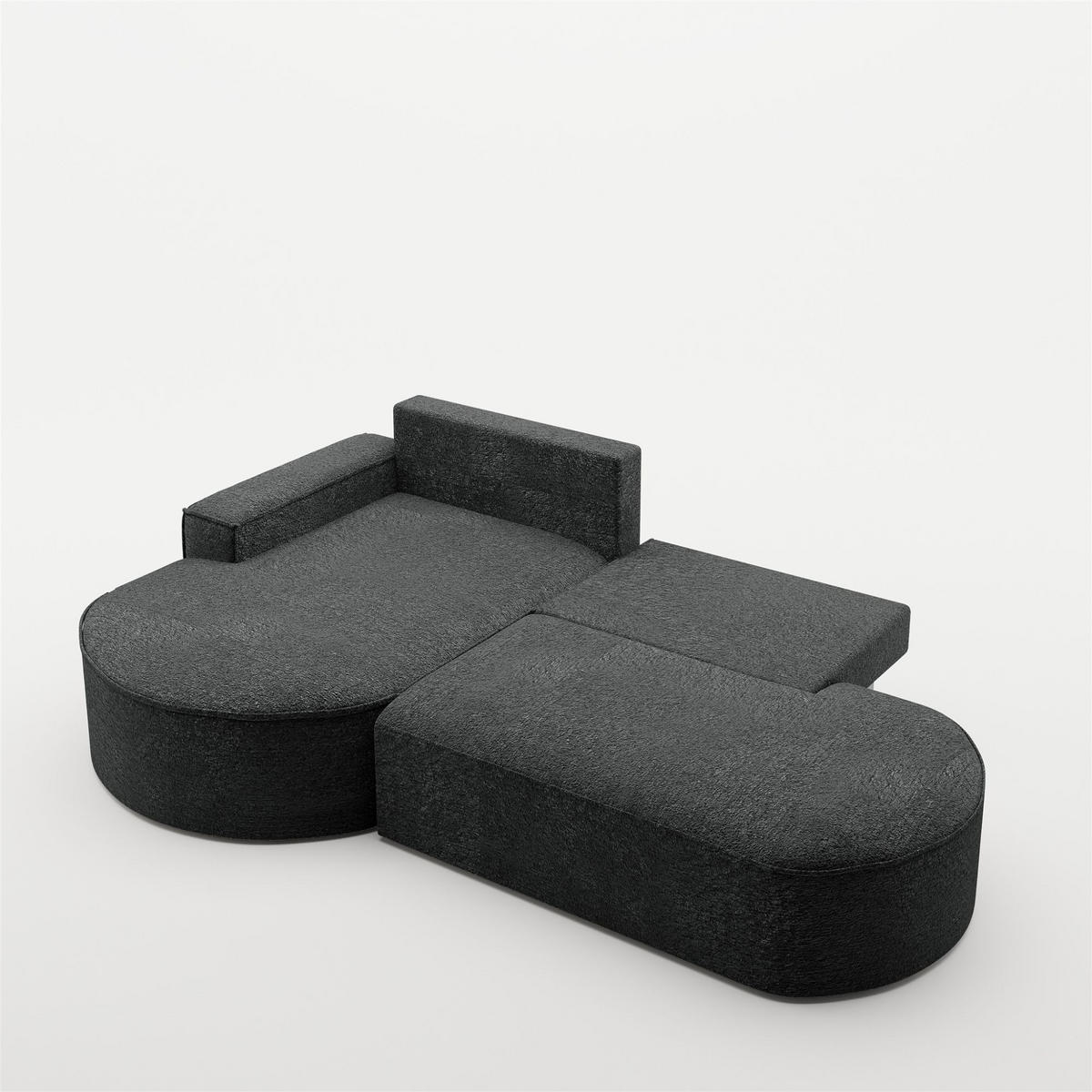 ECKSOFA Venedig Mit Schlaffunktion - Schwarz, Holzwerkstoff/Textil (278/179cm) - Fun Möbel