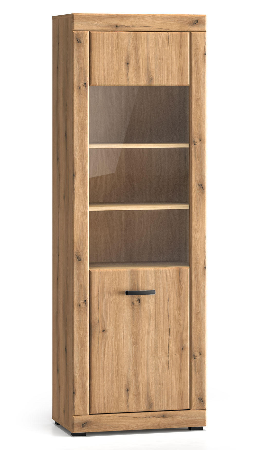 VITRINE Dora Evoke Eiche / mit Beleuchtung 65 / 40 / 195 cm - Eichefarben/Braun, Holz/Holzwerkstoff (65/195/40cm) - Feldmann-Wohnen